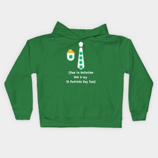 St Patricks Day tie costume due to inflation funny shamrock and St Patricks coins Kids Hoodie